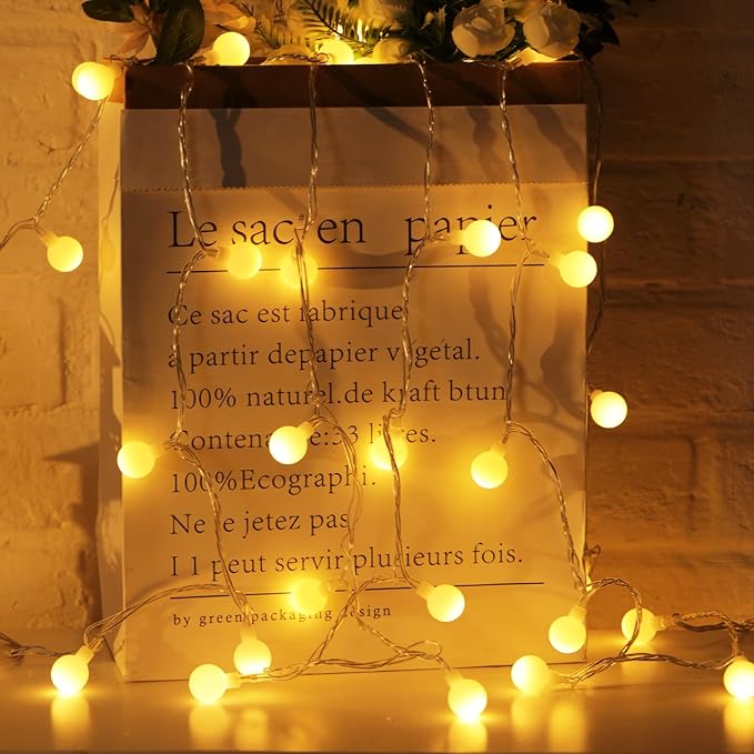 Minetom Globe String Lights, 33 Feet 100 Led Fairy Lights Plug in, 8 Modes - Image 2