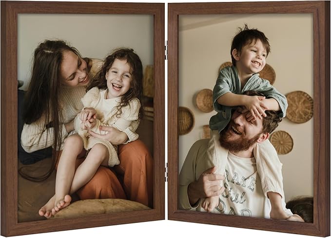 decorUhome Double 8x10 Picture Frame Vertical, Engineered Wood Bifold Photo by decorUhome