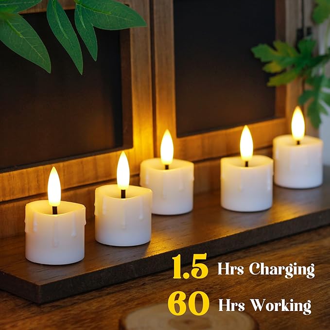Rechargeable Flameless 1.6" x2.5" Tea Light Candles - Image 2
