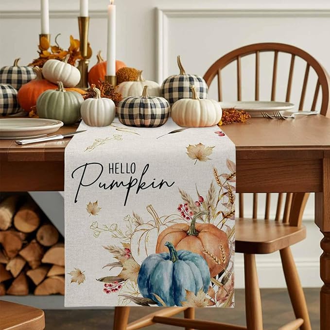 Fall Thanksgiving Cotton Linen Table Runner - Image 8