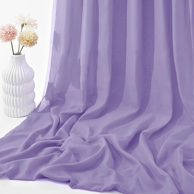 VACVELT Wedding Arch Draping Fabric, Lilac Chiffon, 1 Panel Sheer Drapes - Image 7