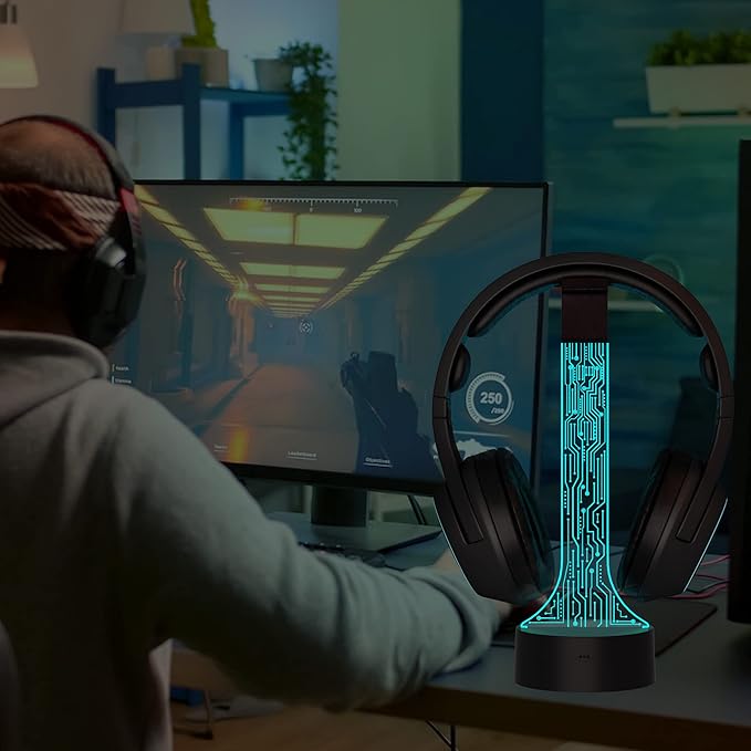 Light up Headphone Stand for Desk, Gaming Headset Holder RGB - Image 7