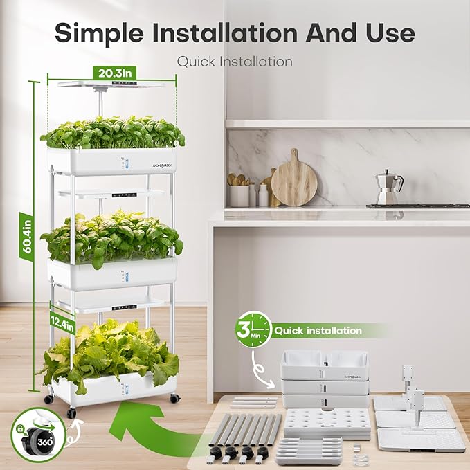 Ahopegarden Indoor Garden Hydroponics Growing System Kit: 66 Pods Plant Herb - Image 6