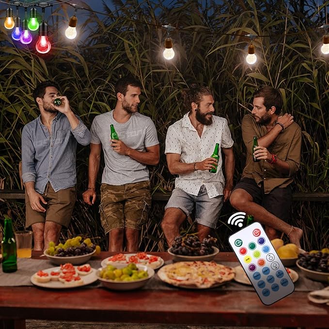48FT Outdoor RGB String Lights, 16 Shatterproof Edison Bulbs, Dimmable Color - Image 9