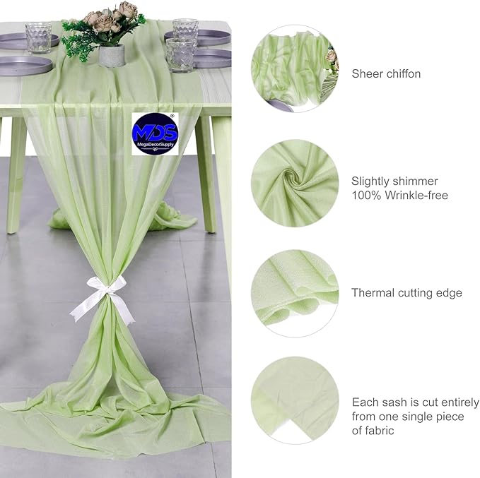 MDS 25 Pack 10ft Chiffon Table Runner 29 x 120 Inches Sheer Wedding Runner - Image 6