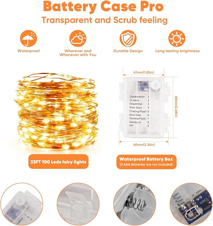 1 Pack 32.8 Ft. Battery Operated Outdoor String Lights - Image 4