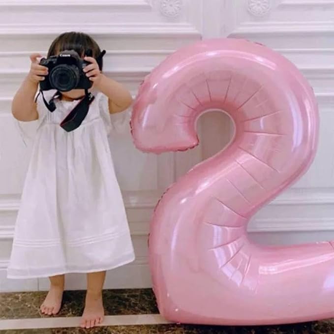 Light Pink 2 Number 40 Inch Pink Large Balloons Big Foil Helium Number Balloons - Image 3