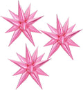 3pcs 26inch 3D Explosion Star foil balloon, Candy Pink Foil Cone star burst by Enimapod