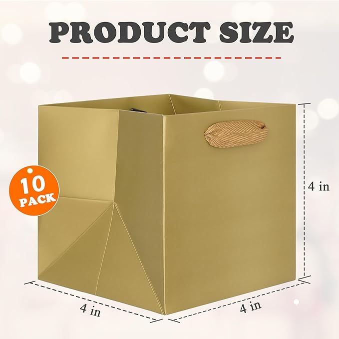 ADIDO EVA Gold Square Gift Bags Mini Size Square Bottom Paper Bags - Image 2