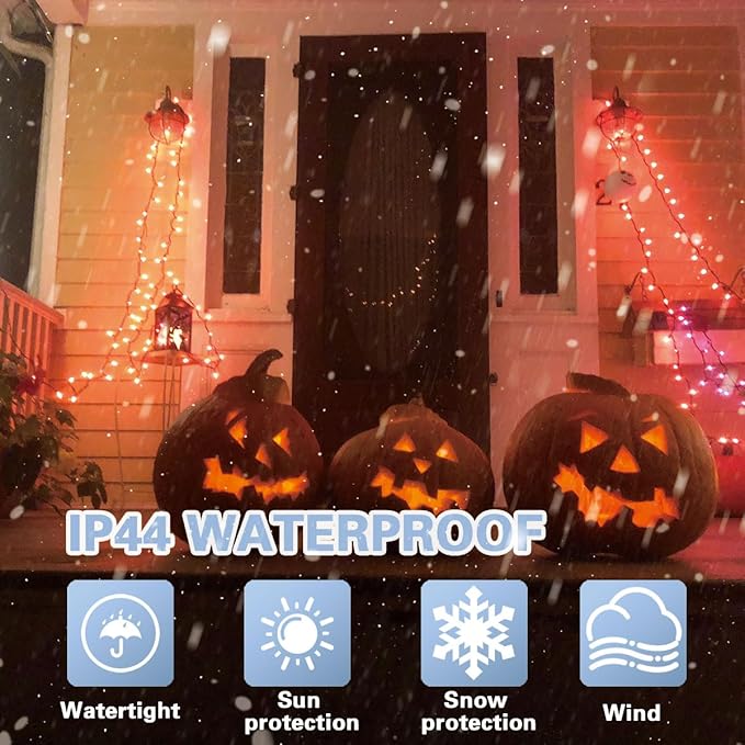 LAMPHOME 33ft Halloween Decorative Mini Lights, 100 LED Transparent Wire Fairy - Image 2