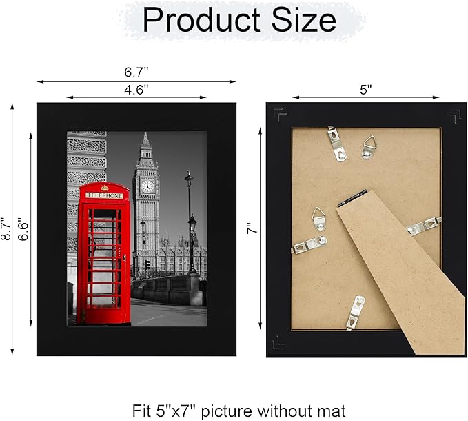 5x7 Picture Frame Set of 4, High Definition Glass Black Picture Frame, 5 x 7 - Image 4