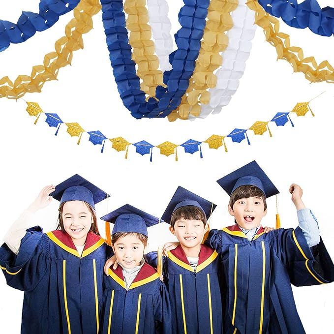 Navy-Blue White-Gold Party-Decorations Streamers Garland - Image 7