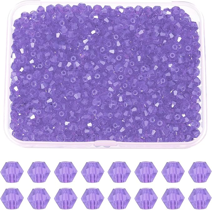 PATIKIL 1000pcs 4mm Bicone Glass Crystal Beads, Faceted Glass Spacer Beads by PATIKIL