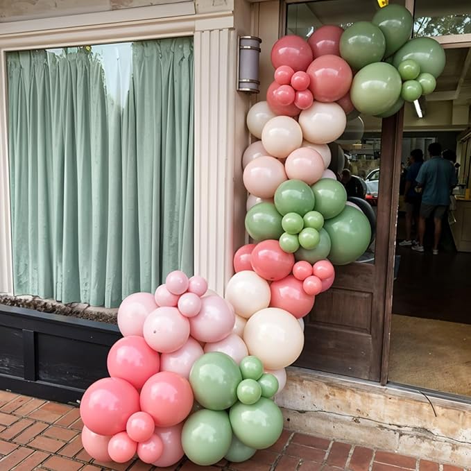 Pink And Green Balloons, Sand Cream White Balloon - Image 5