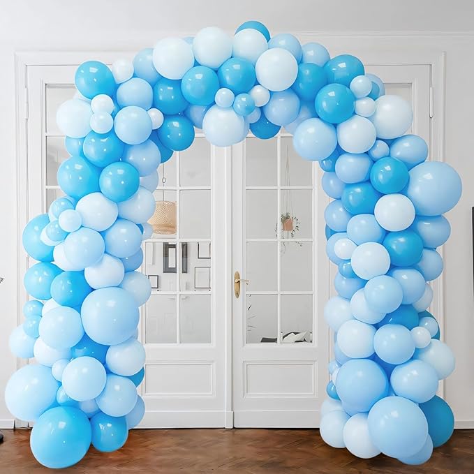 110pcs Pastel Blue Balloons 12 Inch Latex Light Blue Balloon Garland Arch Kit - Image 5
