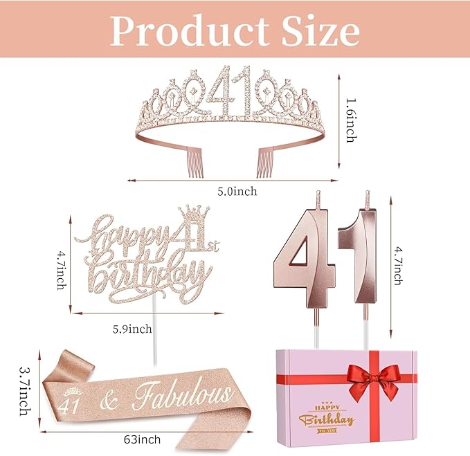 41 Birthday Decorations for Women Including Birthday Sash, Crown/Tiara - Image 7