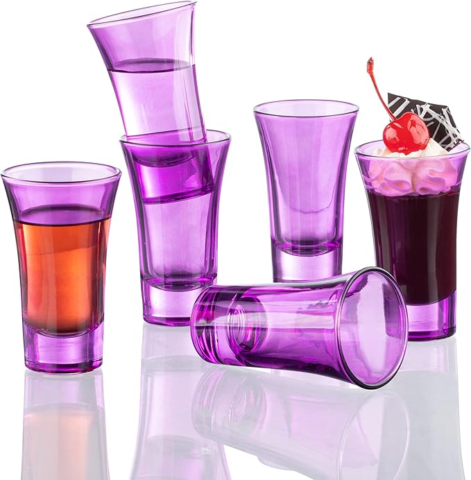 M&N HOME Purple Shot Glasses, 2 Oz Set of 6, Round Glasses - Image 2