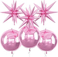 6Pcs Pink Foil Balloons, 22Inch Light Pink 4D Round Ball Balloon and Explosion by Adorely