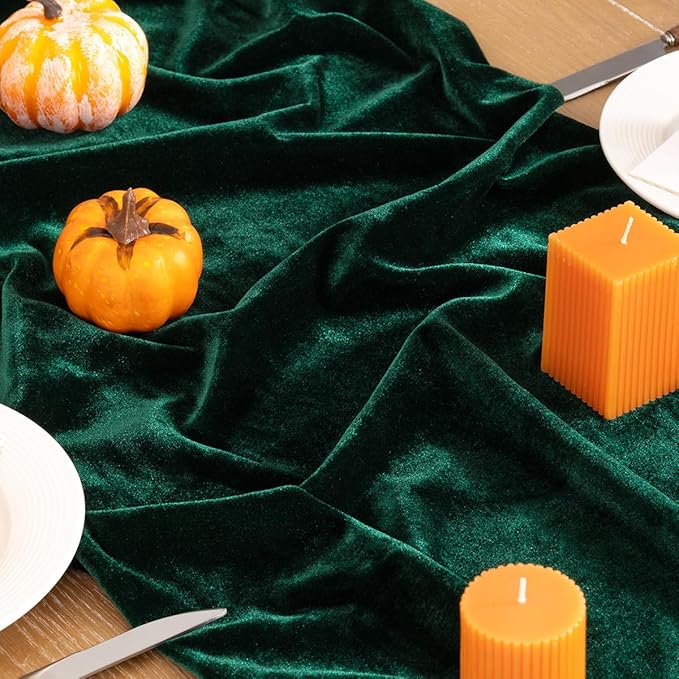 Emerald Green Velvet Table Runner 3 Pack Fall Thanksgiving Table Runners 20 x - Image 3