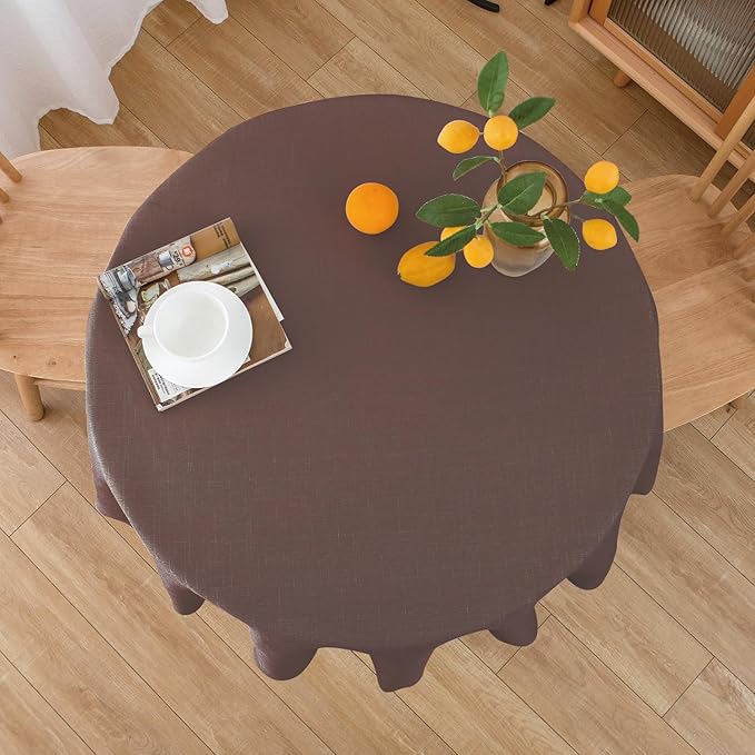 NLMUVW Brown Linen Tablecloth Round Tables, Small Chocolate Table Cloth - Image 6