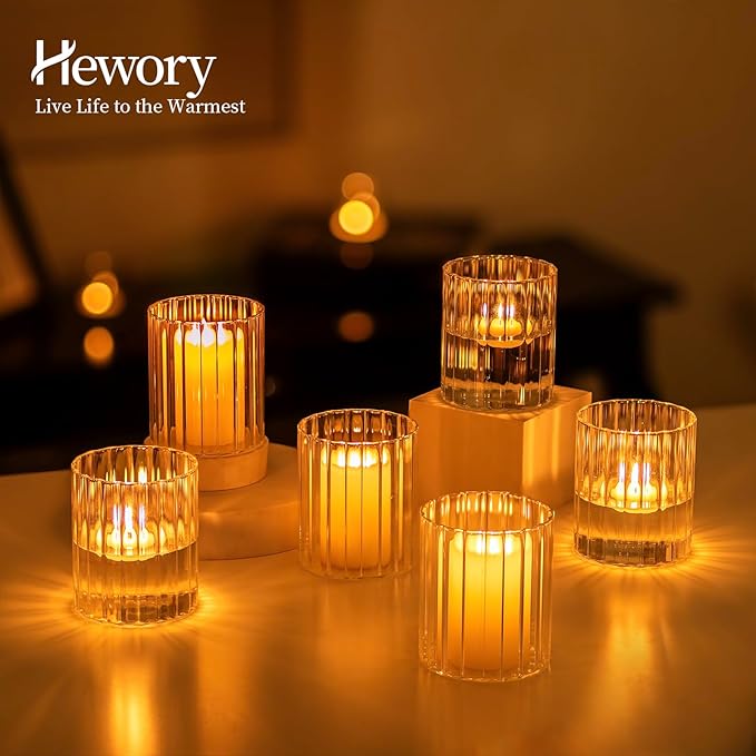 Hewory 24PCS Small Glass Hurricane Candle Holders Bulk - Image 2