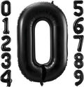 Black 0 Balloon Number, 40 Inch Number 0 Balloon Large Black 0 Foil Mylar by BBPOOL