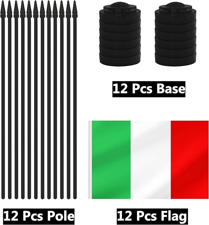 12 Pack Italy Desk Flags, Italian Desktop Flag, Small Miniature Office Flags - Image 3