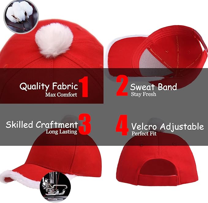 Christmas Santa Baseball Hat Santa Claus Costume hat - Image 3