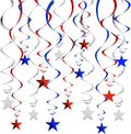 BEISHIDA Red Blue Silver Star Hanging Swirl Decorations, July 4th Hanging Party by Beishida