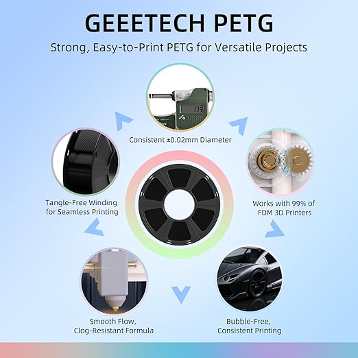 Geeetech Transparent PETG Filament 1.75mm, 1 KG Neatly Wound Spool 3D Printer - Image 2