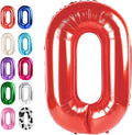 Red 40 Inch 0 Number Balloons, 0 Decorations by Upgesy