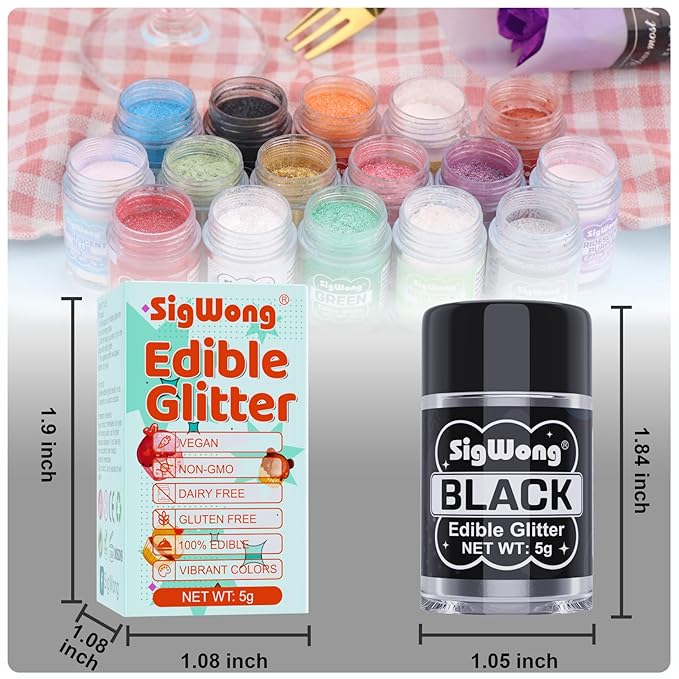 Black Edible Glitter - 5g Food Grade Cake Decorating Shimmering Glitter - Image 6