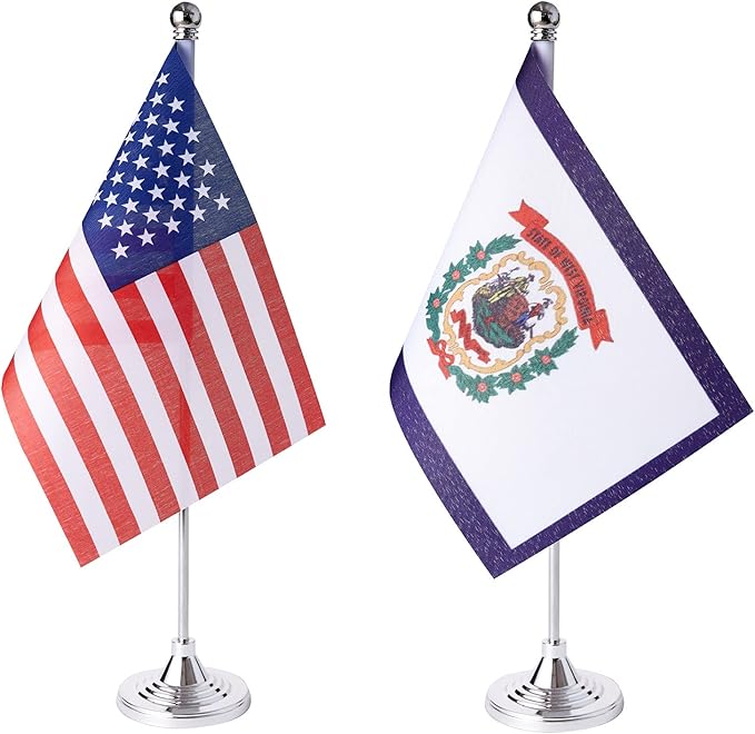 ZXvZYT 2 Pack American US West Virginia flag USA West Virginia WV State table by ZXvZYT