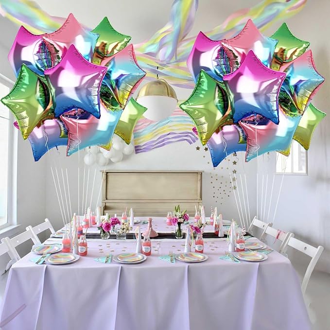 Gradient Color Star Foil Balloons, 18 Inch Rainbow Stars Shape Mylar Helium - Image 5