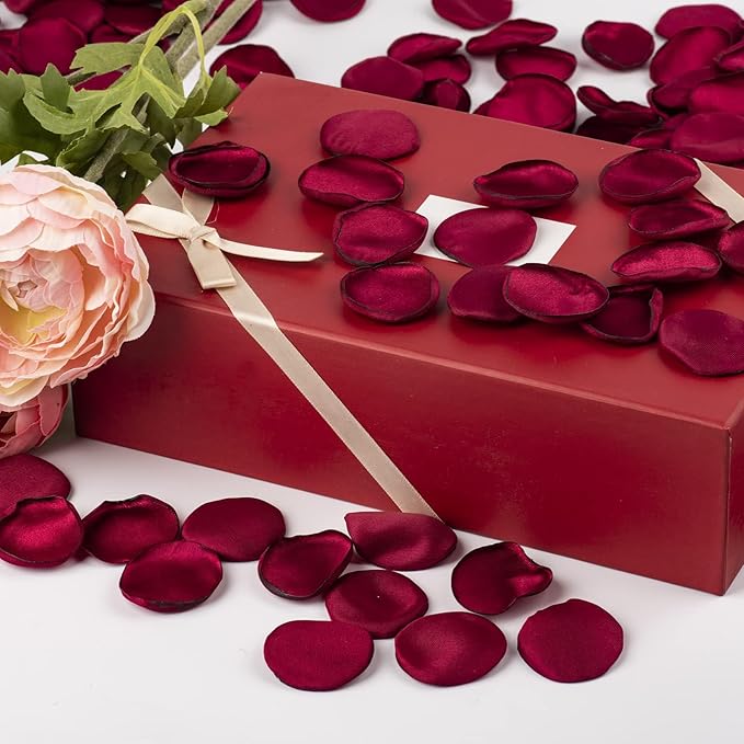 ZOOYOO 200Pcs Burgundy Silk Rose Flower Petals - Image 2