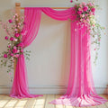 Wedding Arch Draping Fabric, 1 Panel 18FT Hot Pink Sheer Chiffon Curtain Drapes by Partisky