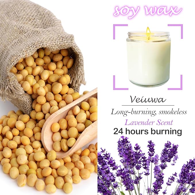12 Pcs 8 Oz Bulk White Soy Candles, Lavender Scented Candles Set, Bulk - Image 3