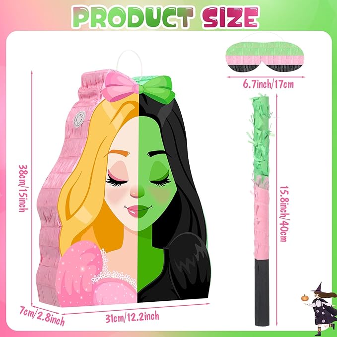 Kasyat Witch Princess Piñata Party Game Set Halloween Witch Piñata - Image 2