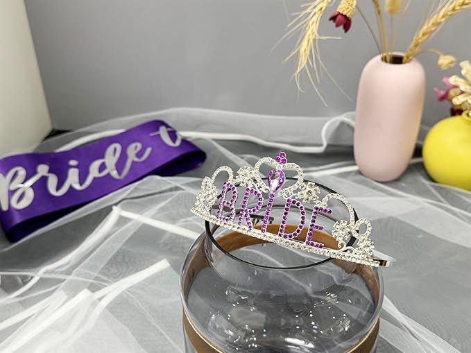 JETKONG 3 Pcs Bachelorette Party Decorations "BRIDE" Crown, Bride to Be - Image 2