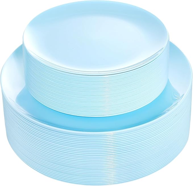 KIRE 60PCS Blue Plastic Plates Disposable by KIRE