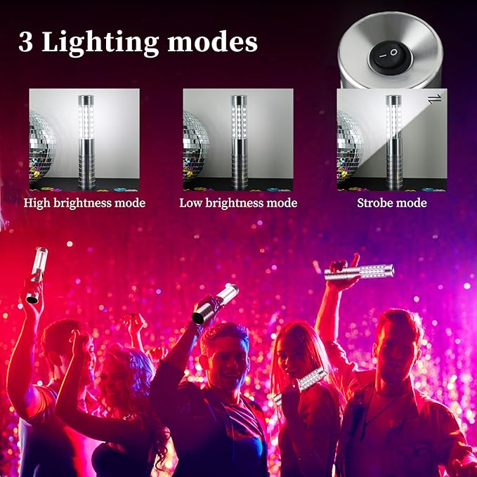 6 Pieces LED Strobe Baton Light Rechargeable Bottle Service Sparklers Stick - Image 2