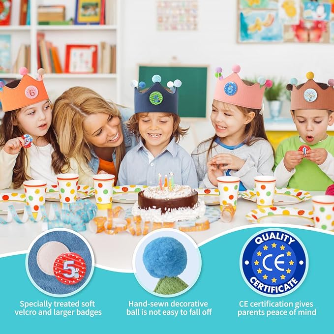 Reusable Birthday Crown with Numbers, Kids Birthday Hat Fabric Crown Pertain - Image 3