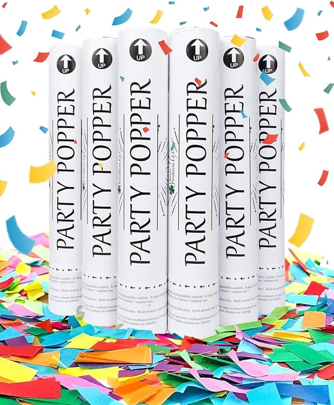 Clover Products 12" Biodegradable Confetti Cannons | 6 Pack Confetti Poppers - Image 7