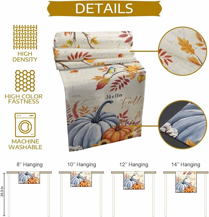 Thanksgiving Fall Cotton Linen Table Runner - Image 5