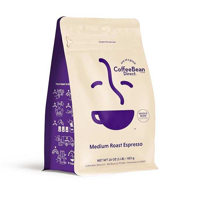 Coffee Bean Direct Medium Roast Espresso, Whole Bean Coffee, Medium Roast by CoffeeBeanDirect