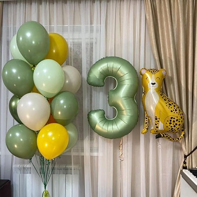 40 inch Olive Green Number 3 Balloon Large Jumbo Digit 3 Foil Helium Number - Image 3