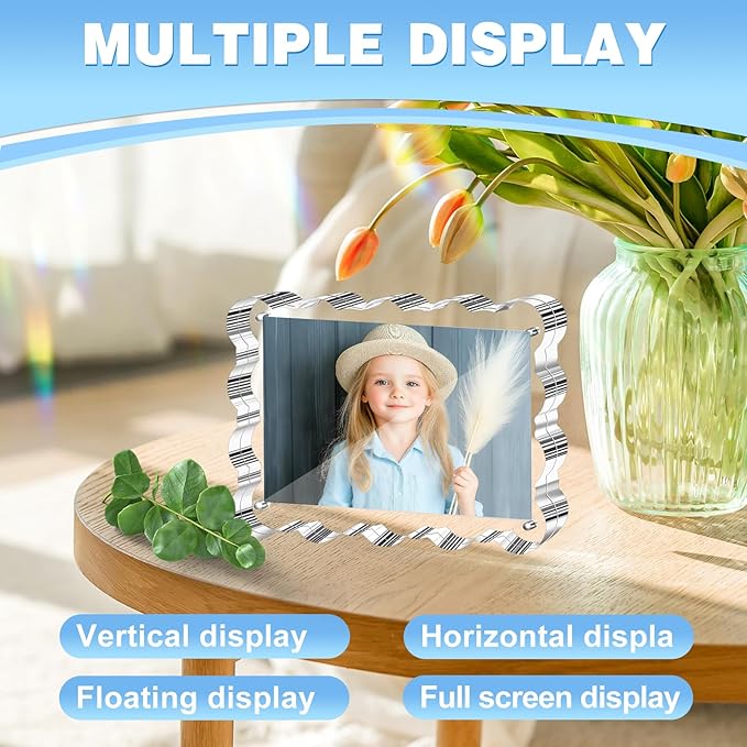 Aheroi 5x7 Acrylic Photo Frames, 3 Pack Clear Picture Sign Holder Freestanding - Image 5