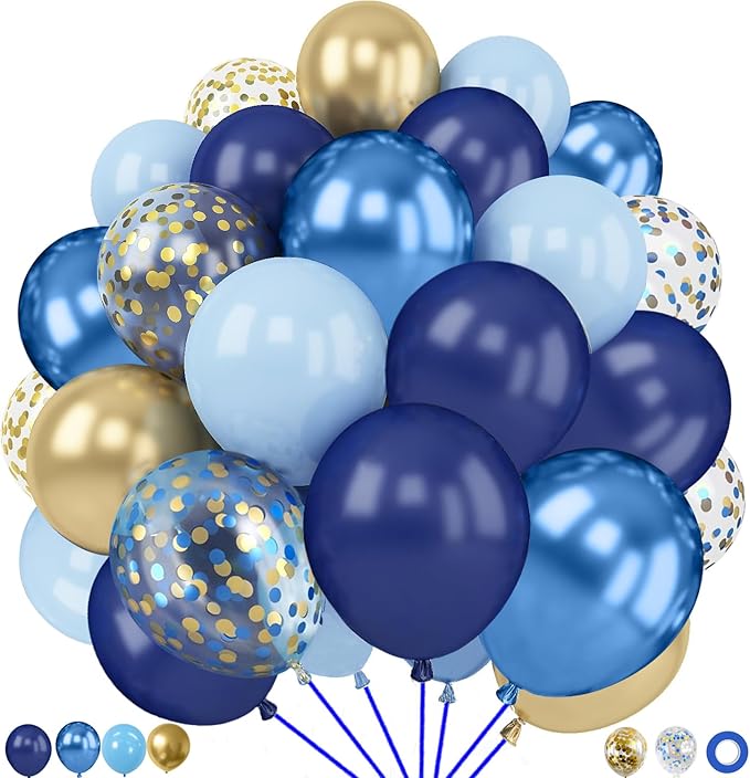 Blue and Gold Balloons, Bridal Shower, Baby Shower Party Decorations by LuhcXbs