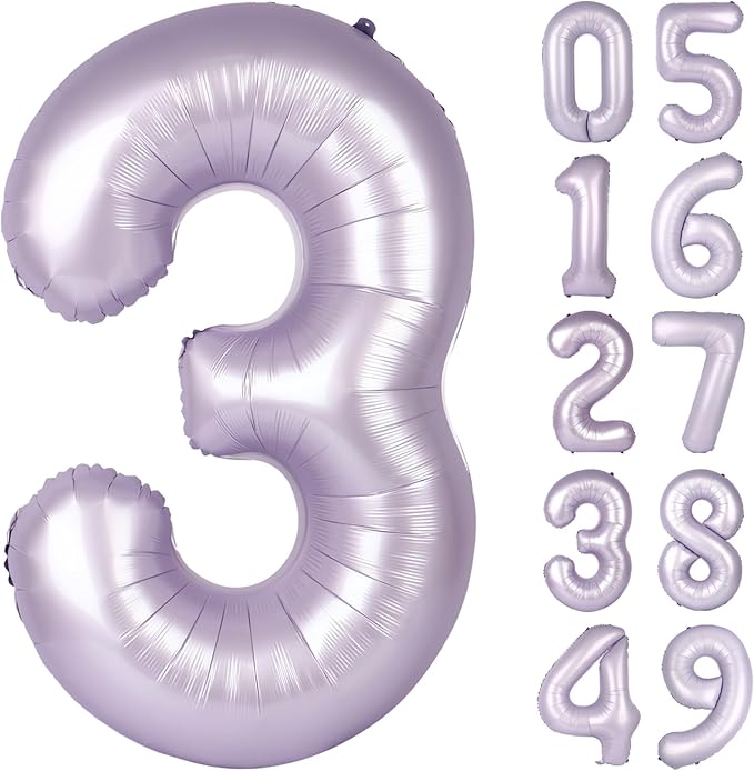 40 Inch Lilac 3 Large Number Balloon, 3 13 23 30 33 36 Lavender Birthday Party by Upgesy