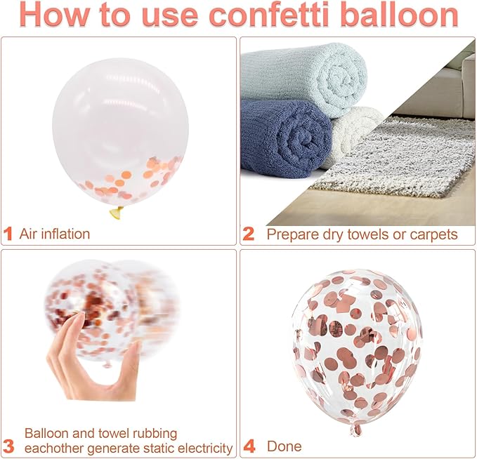 Bezente Rose Gold Confetti Latex Balloons - Image 5